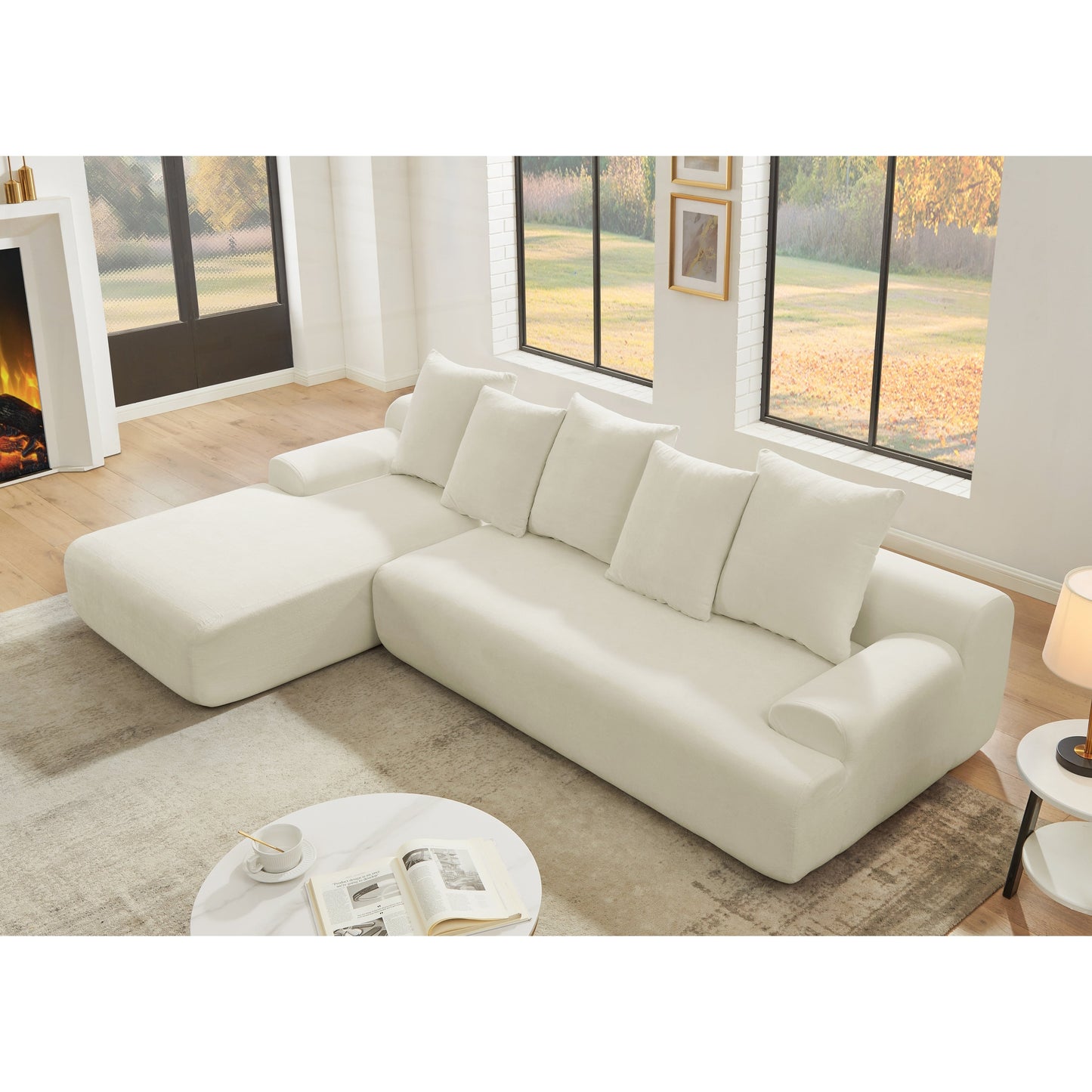 Canapé sectionnel moderne rembourré en forme de L