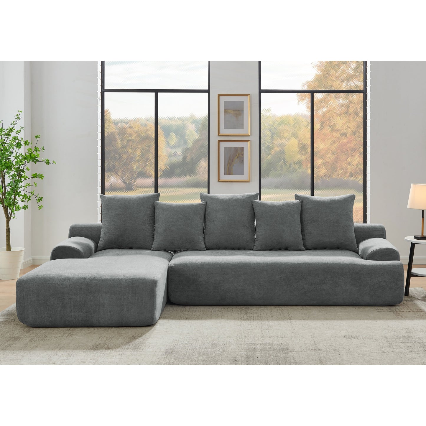 Canapé sectionnel moderne rembourré en forme de L