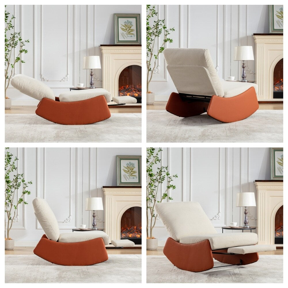 Fauteuil à bascule inclinable rembourré moderne avec repose-pieds et rembourrage doux