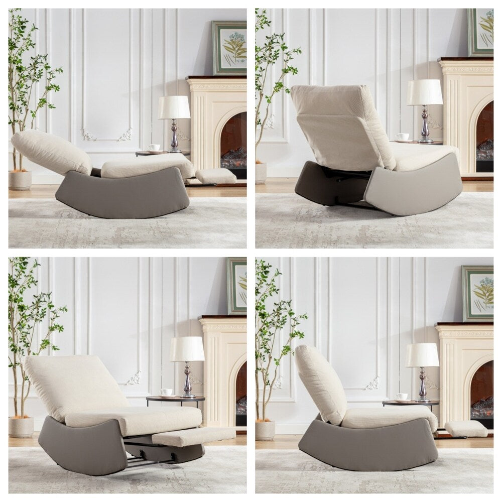 Fauteuil à bascule inclinable rembourré moderne avec repose-pieds et rembourrage doux
