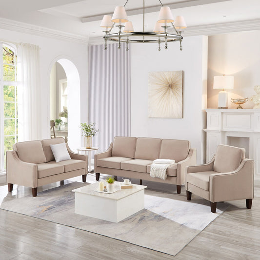 Canapé rembourré moderne avec coussins amovibles et accoudoirs arrondis