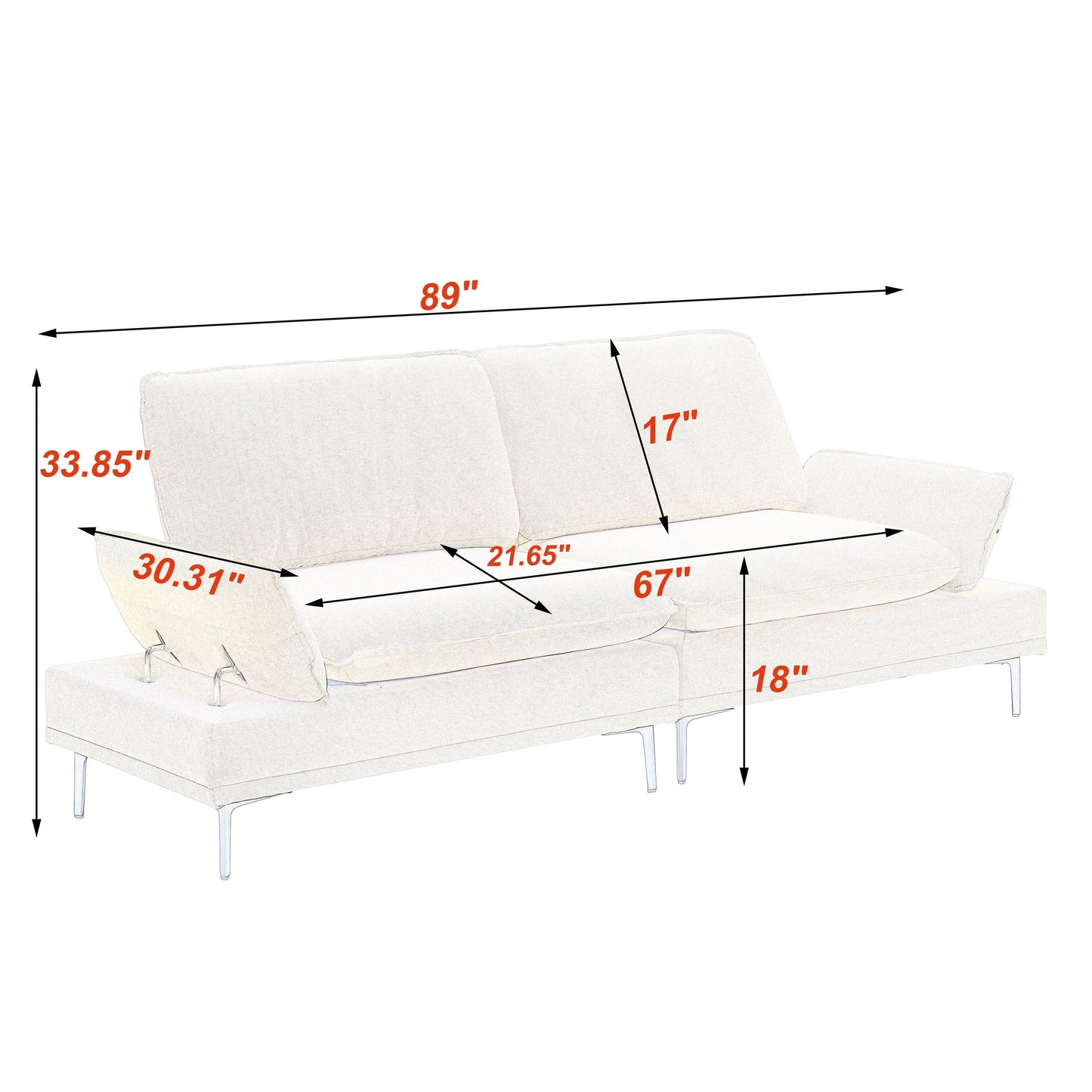 Canapé rembourré moderne, salon, chambre, appartement, petit espace