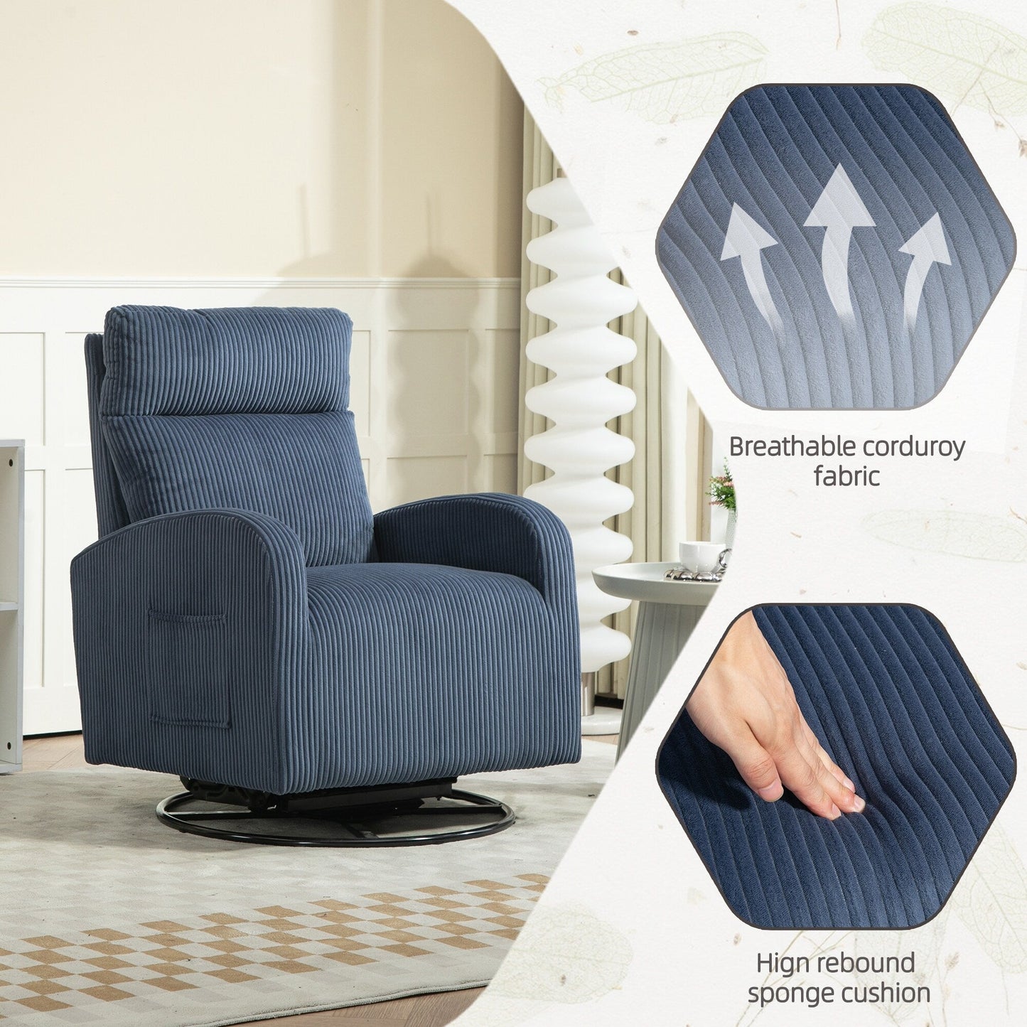 Fauteuil à bascule pivotant et rembourré moderne pour chambre d'enfant