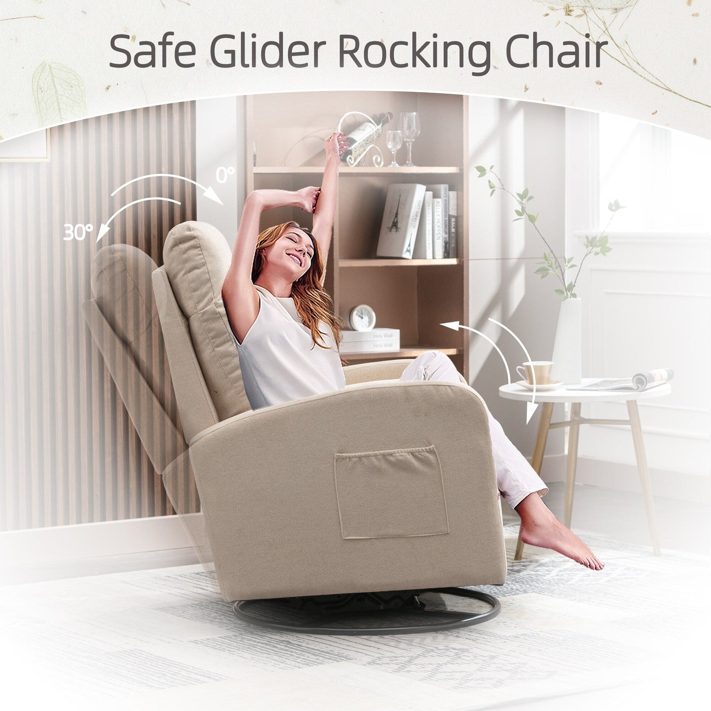 Fauteuil à bascule pivotant et rembourré moderne pour chambre d'enfant