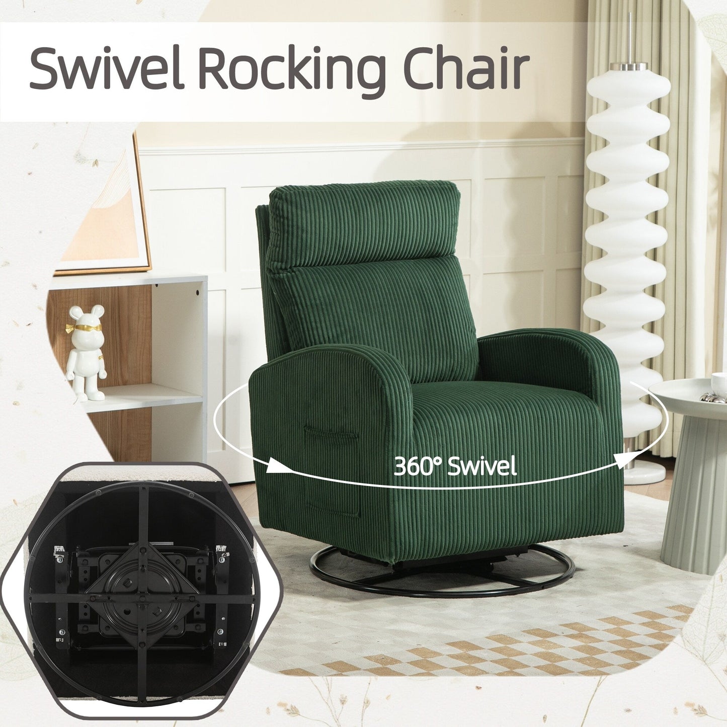 Fauteuil à bascule pivotant et rembourré moderne pour chambre d'enfant