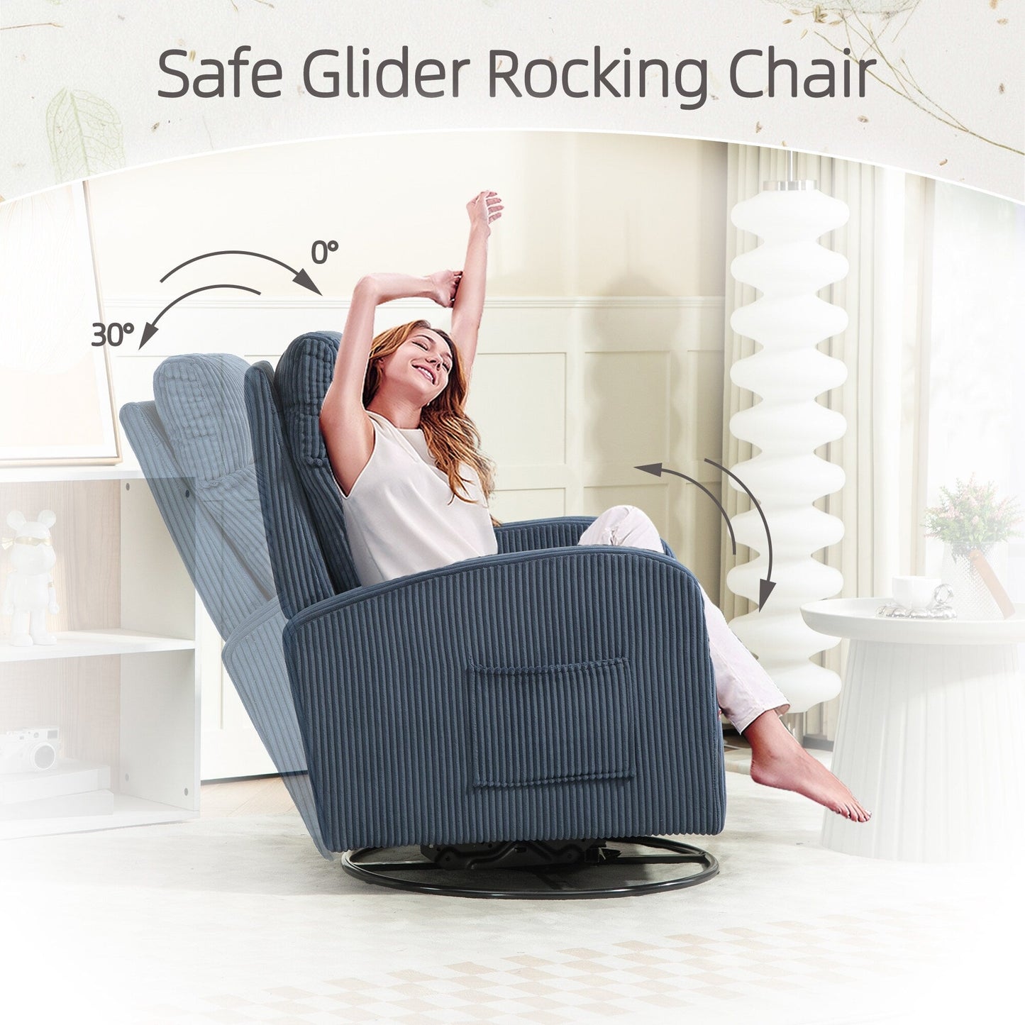 Fauteuil à bascule pivotant et rembourré moderne pour chambre d'enfant