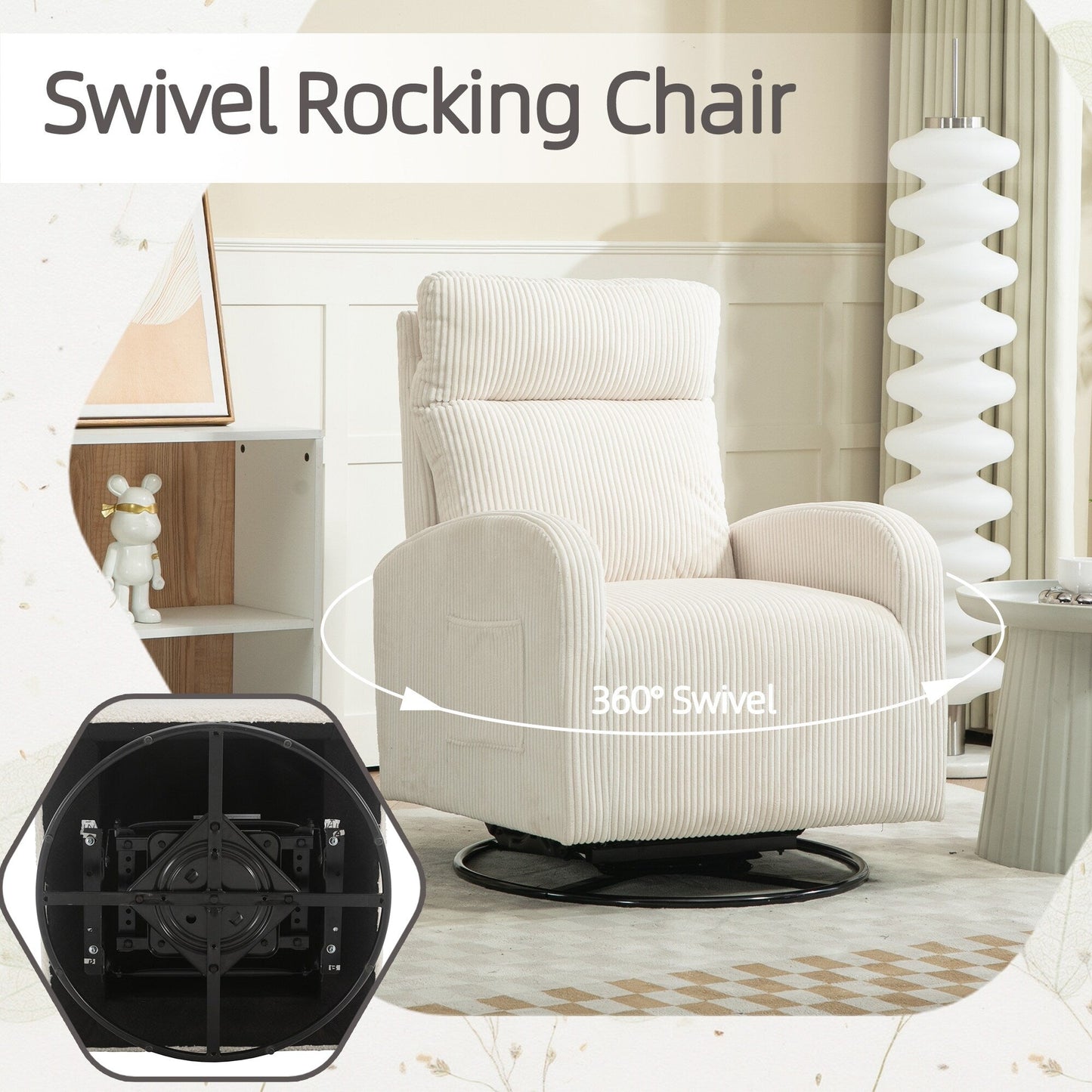 Fauteuil à bascule pivotant et rembourré moderne pour chambre d'enfant