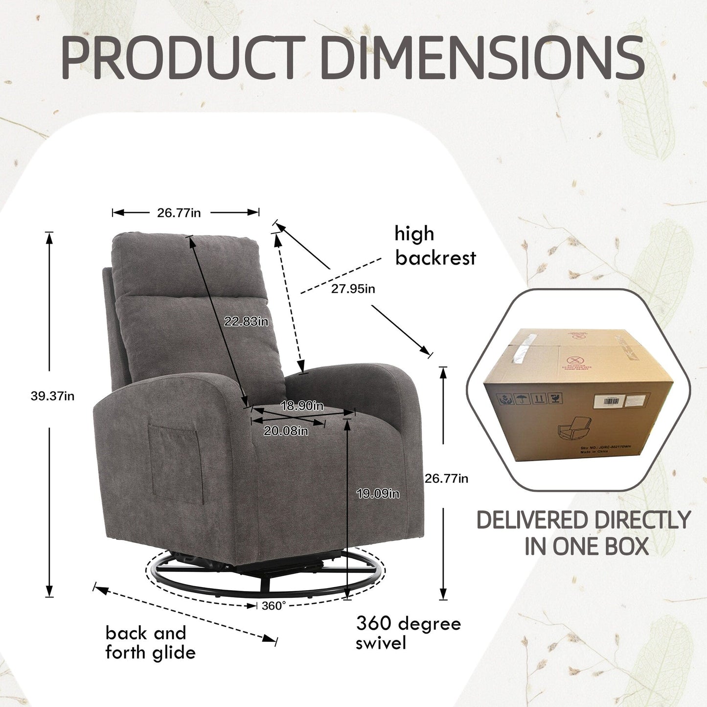 Fauteuil à bascule pivotant et rembourré moderne pour chambre d'enfant