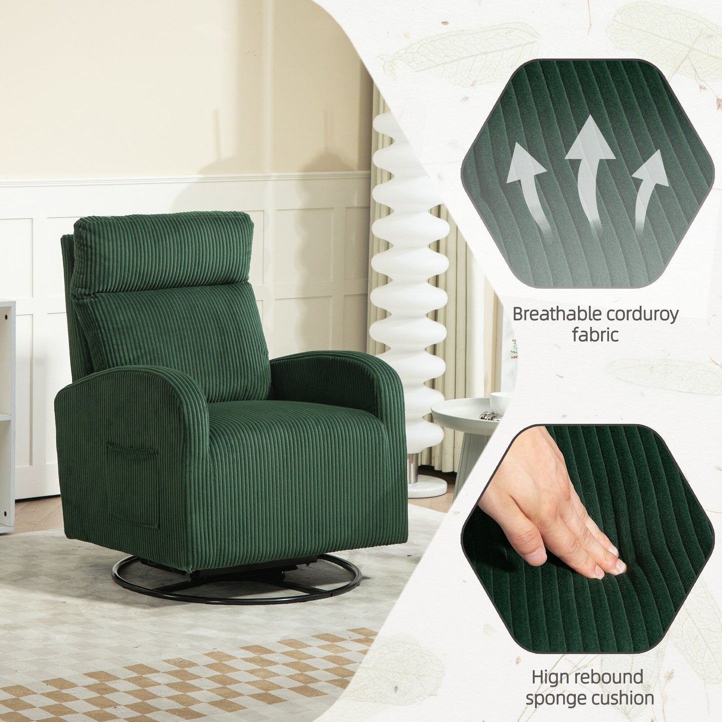 Fauteuil à bascule pivotant et rembourré moderne pour chambre d'enfant