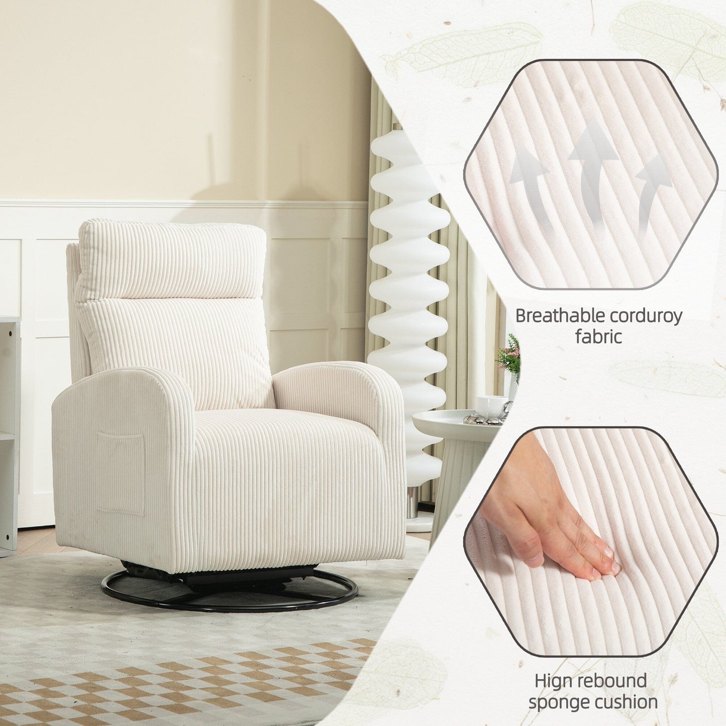 Fauteuil à bascule pivotant et rembourré moderne pour chambre d'enfant