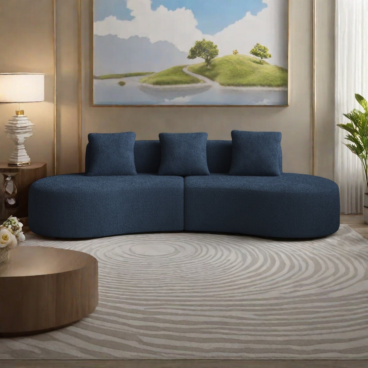 Canapé 5 places en velours moderne pour salon, chambre, bureau et appartement