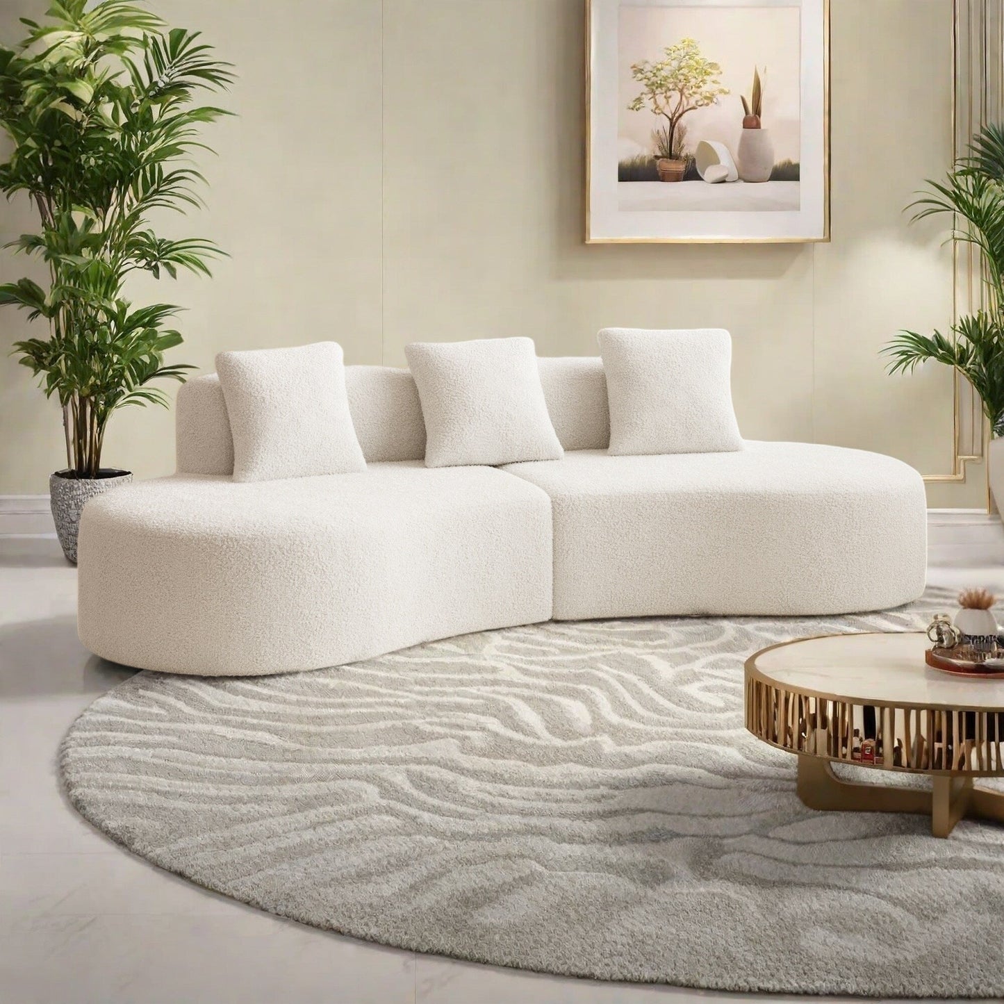 Canapé 5 places en velours moderne pour salon, chambre, bureau et appartement