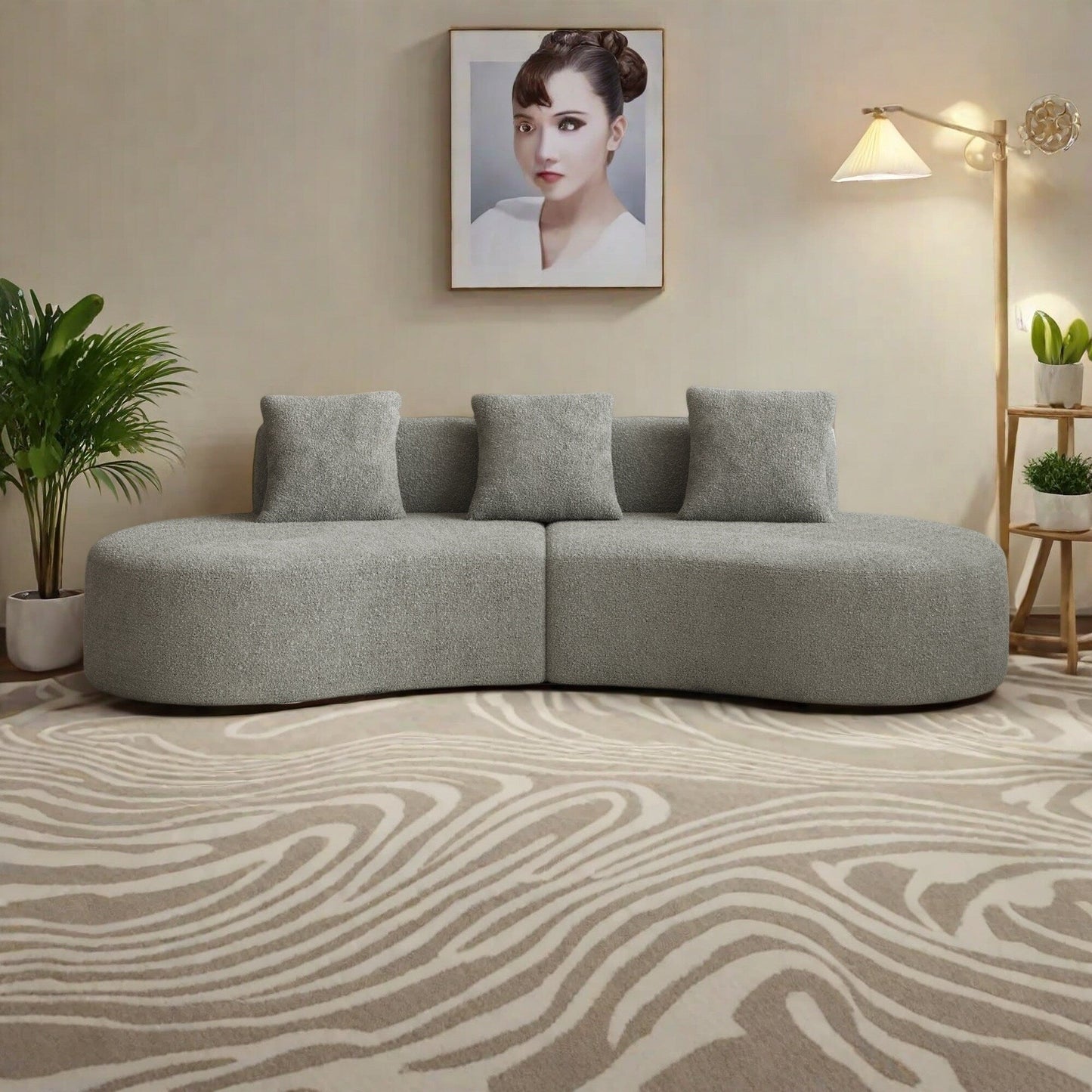 Canapé 5 places en velours moderne pour salon, chambre, bureau et appartement