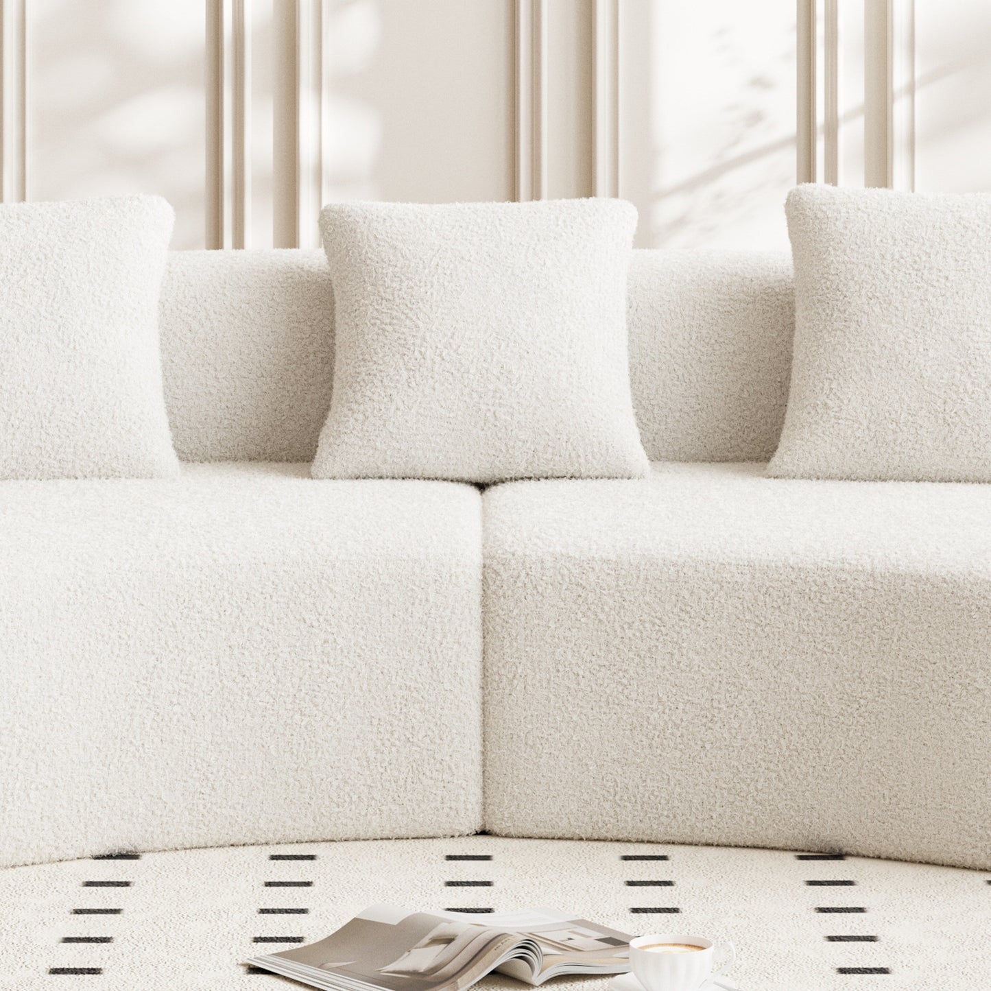 Canapé 5 places en velours moderne pour salon, chambre, bureau et appartement