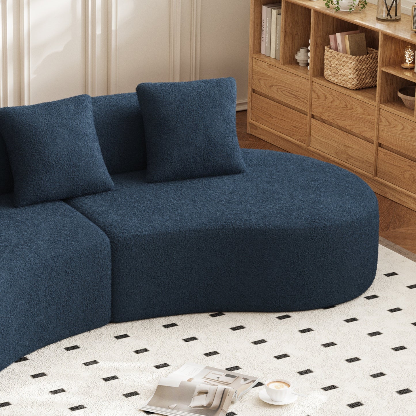 Canapé 5 places en velours moderne pour salon, chambre, bureau et appartement