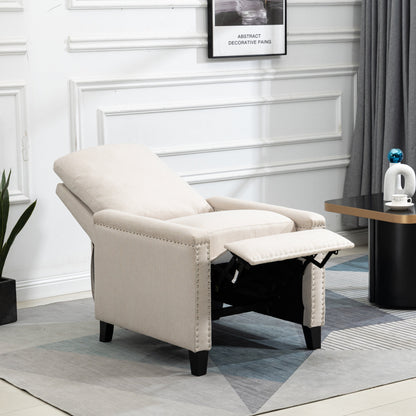 Fauteuil inclinable manuel moderne en velours avec coussins et décoration cloutée