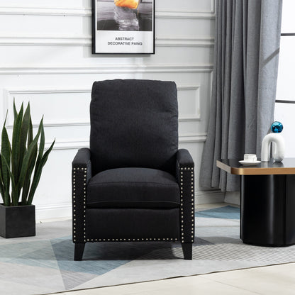 Fauteuil inclinable manuel moderne en velours avec coussins et décoration cloutée