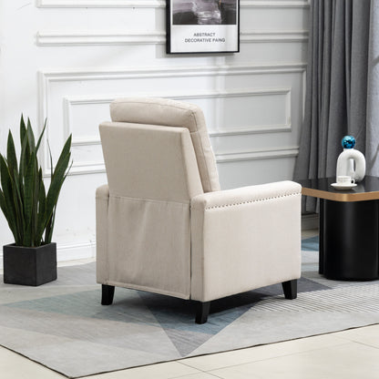 Fauteuil inclinable manuel moderne en velours avec coussins et décoration cloutée