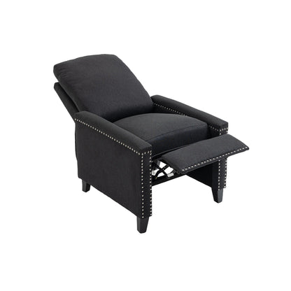 Fauteuil inclinable manuel moderne en velours avec coussins et décoration cloutée