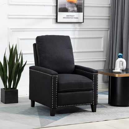 Fauteuil inclinable manuel moderne en velours avec coussins et décoration cloutée
