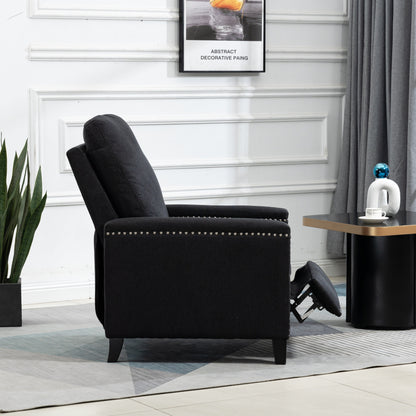 Fauteuil inclinable manuel moderne en velours avec coussins et décoration cloutée