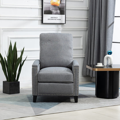 Fauteuil inclinable manuel moderne en velours avec coussins et décoration cloutée