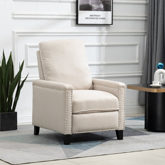 Fauteuil inclinable manuel moderne en velours avec coussins et décoration cloutée