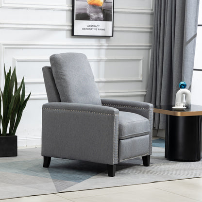 Fauteuil inclinable manuel moderne en velours avec coussins et décoration cloutée
