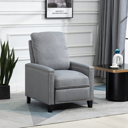 Fauteuil inclinable manuel moderne en velours avec coussins et décoration cloutée