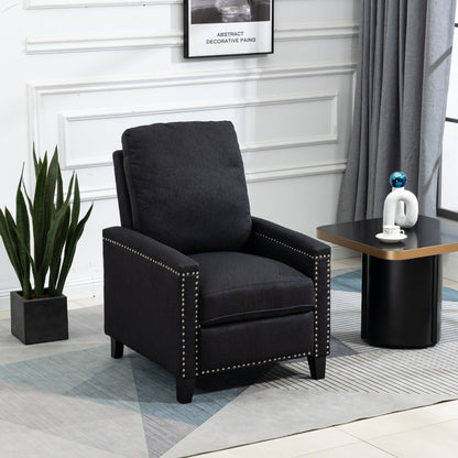 Fauteuil inclinable manuel moderne en velours avec coussins et décoration cloutée