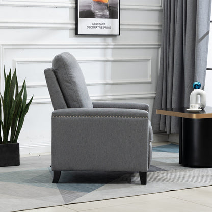 Fauteuil inclinable manuel moderne en velours avec coussins et décoration cloutée