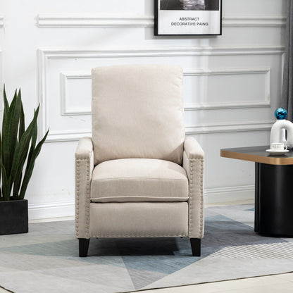 Fauteuil inclinable manuel moderne en velours avec coussins et décoration cloutée