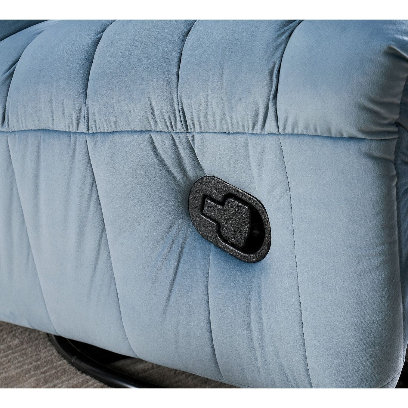 Canapé inclinable moderne en velours sans accoudoirs avec poche latérale et fonction d'inclinaison manuelle pour les petits espaces