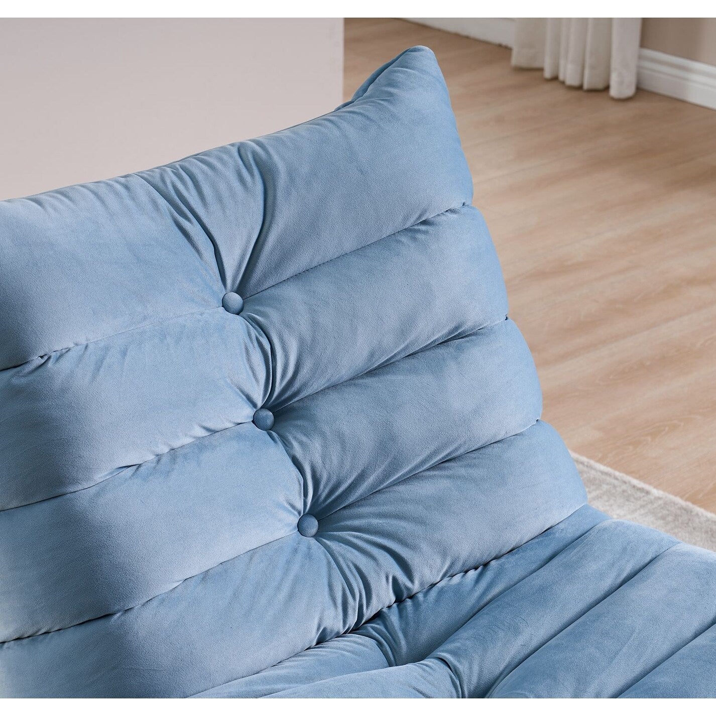 Canapé inclinable moderne en velours sans accoudoirs avec poche latérale et fonction d'inclinaison manuelle pour les petits espaces