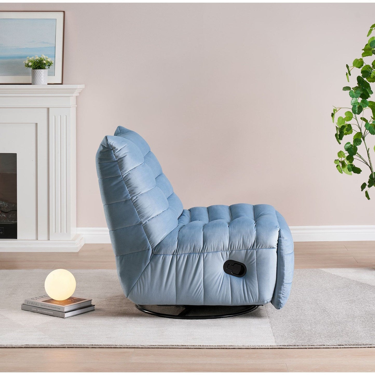 Canapé inclinable moderne en velours sans accoudoirs avec poche latérale et fonction d'inclinaison manuelle pour les petits espaces