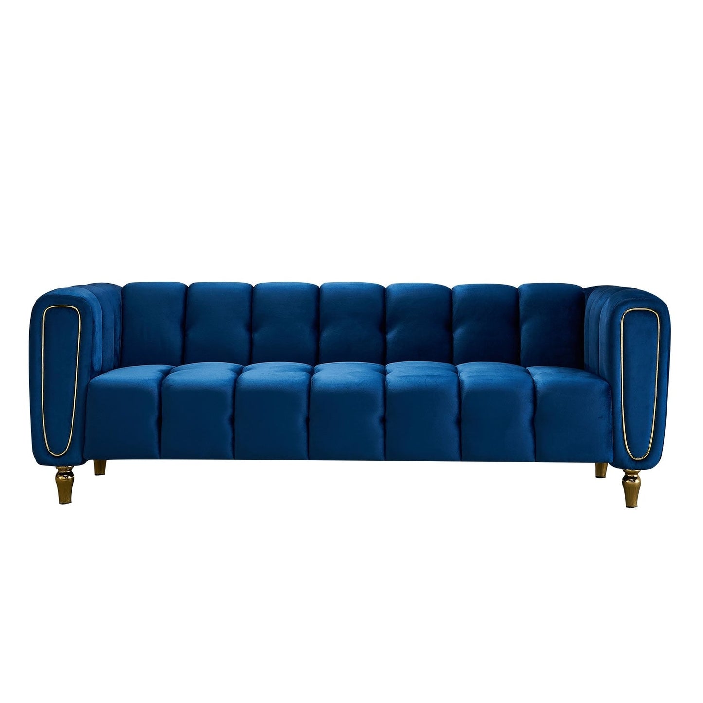 Canapé moderne en velours bleu - 31,89 x 83,07 x 27,95