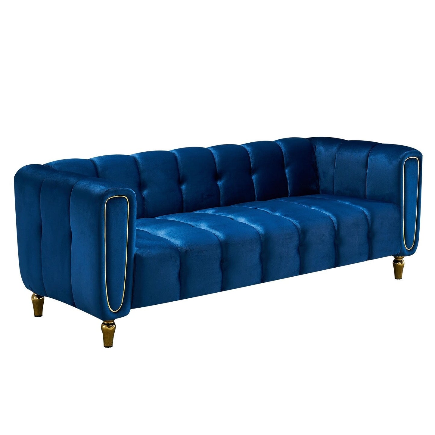 Canapé moderne en velours bleu - 31,89 x 83,07 x 27,95