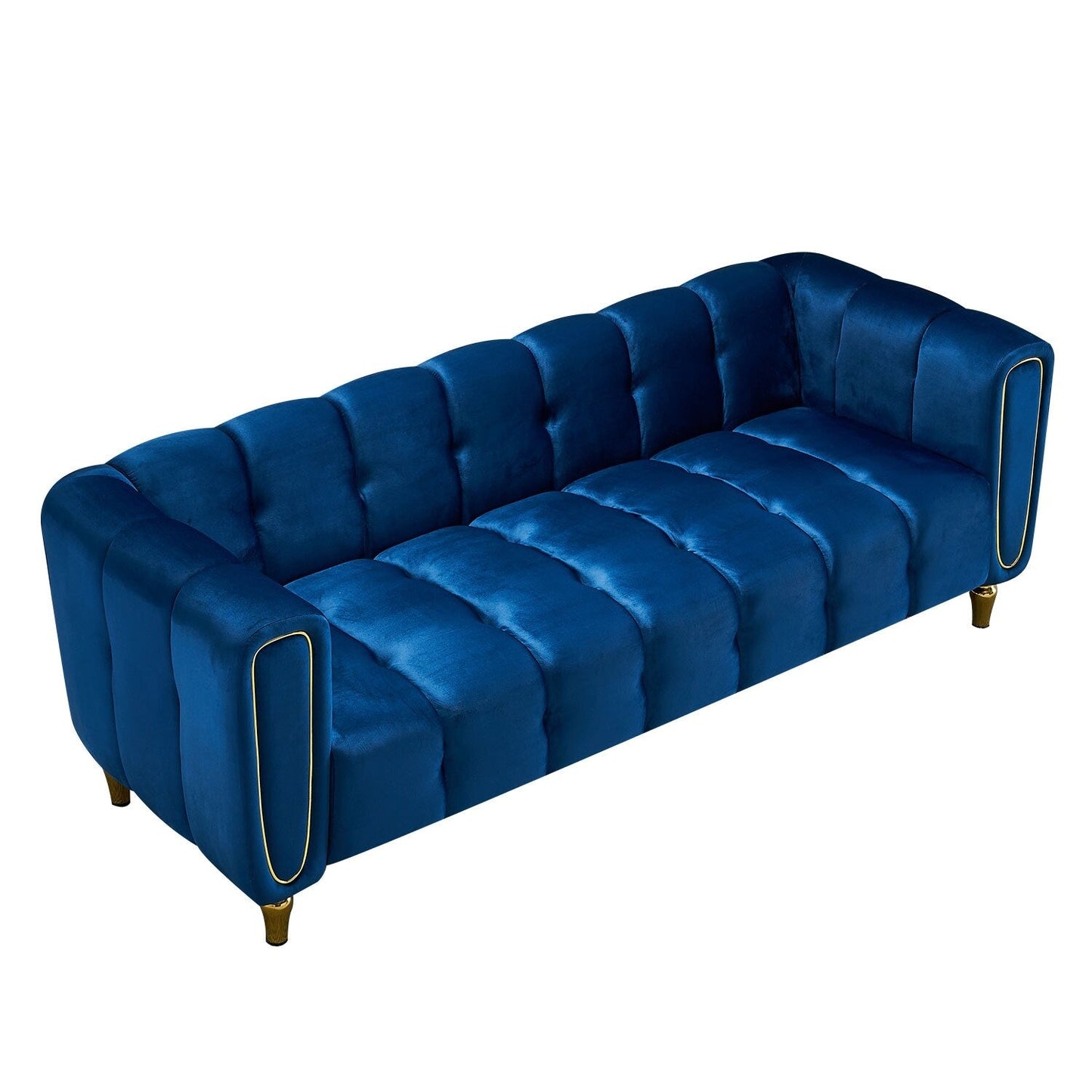 Canapé moderne en velours bleu - 31,89 x 83,07 x 27,95