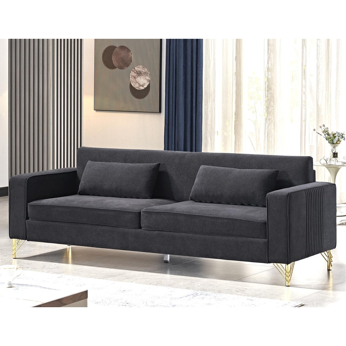 Canapé de salon moderne rembourré en velours