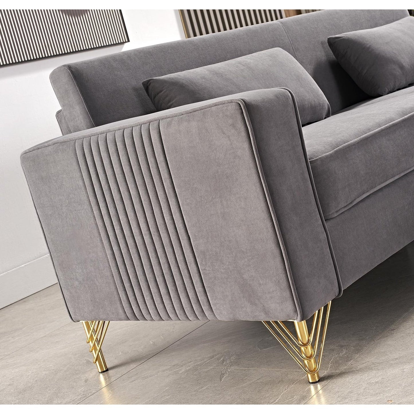 Canapé de salon moderne rembourré en velours