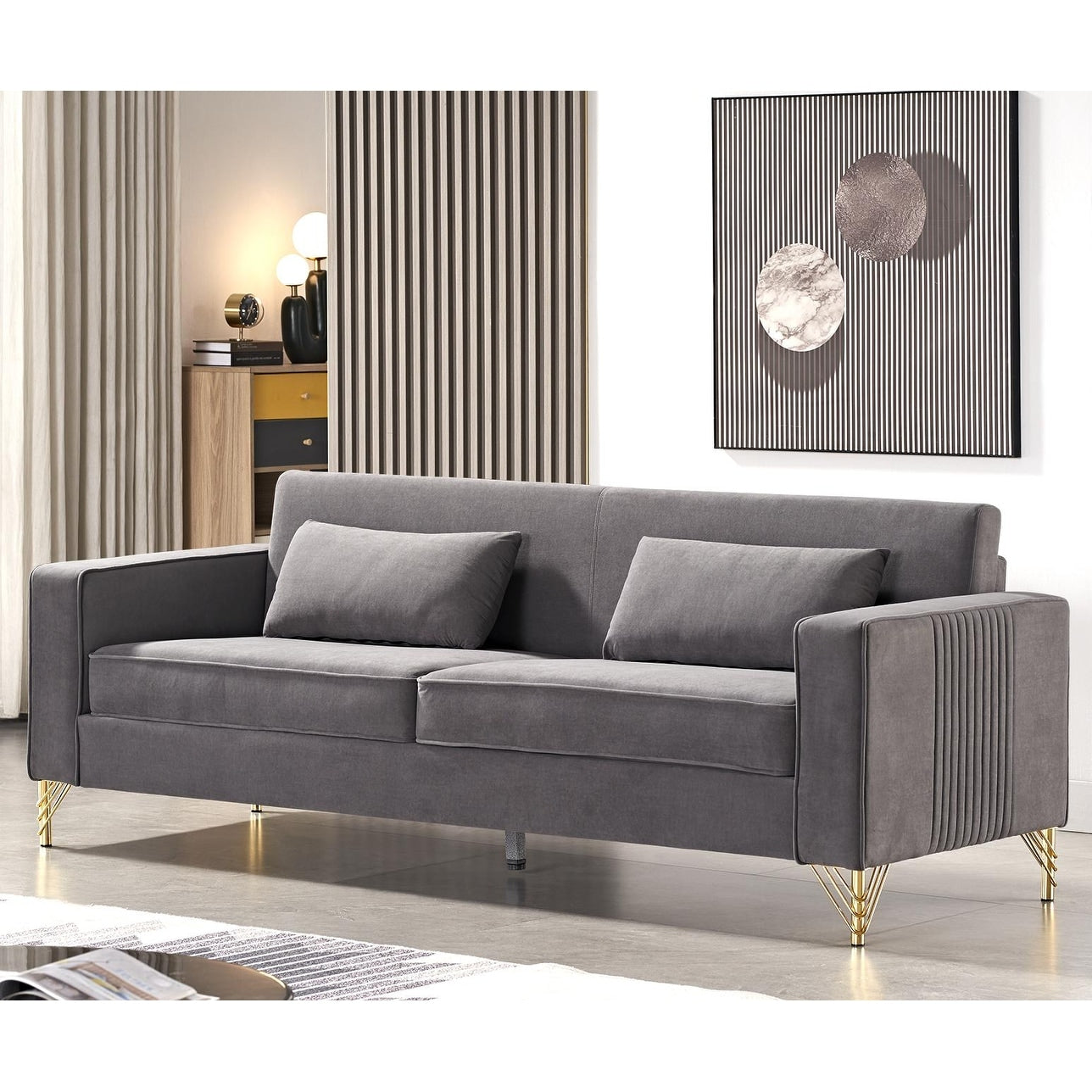 Canapé de salon moderne rembourré en velours