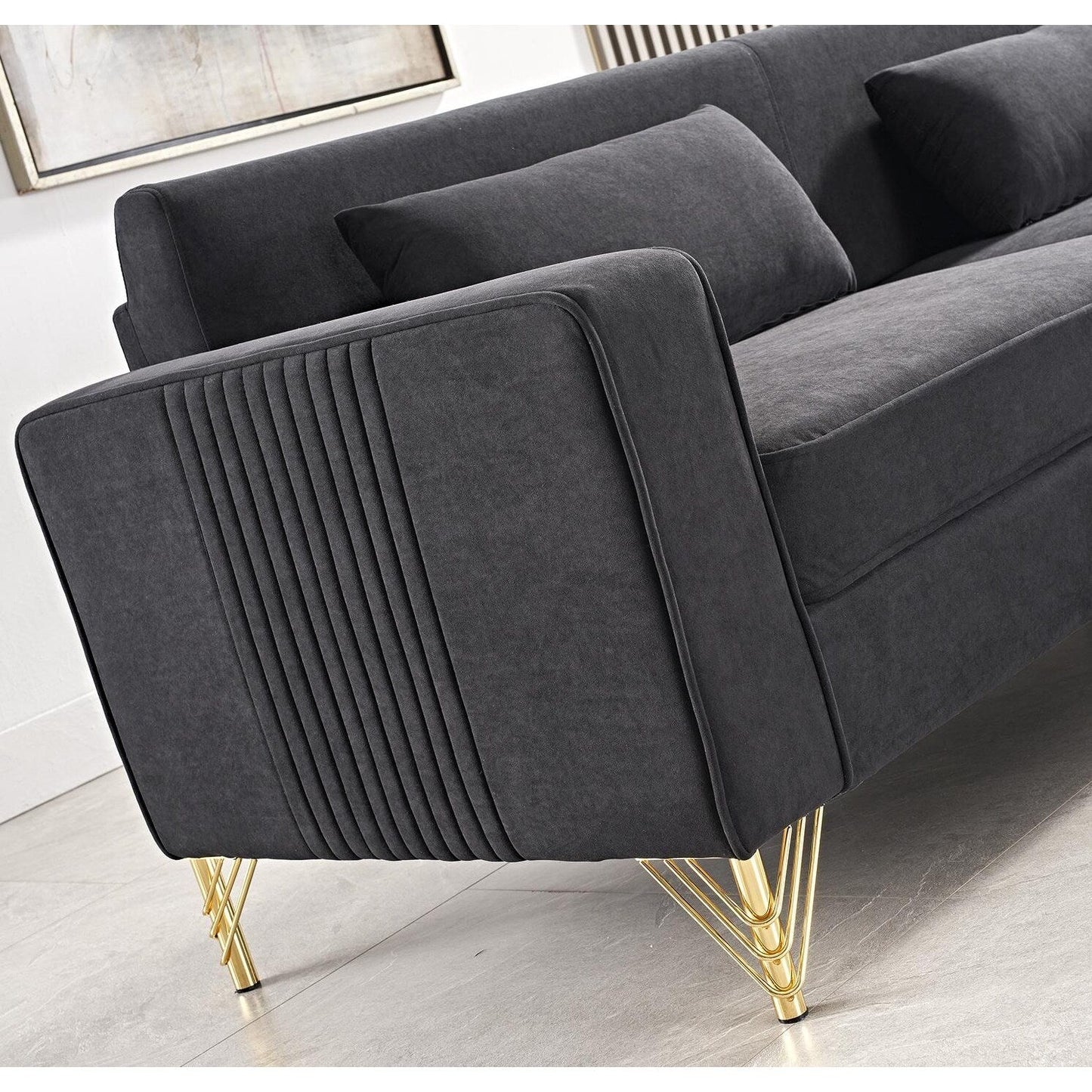 Canapé de salon moderne rembourré en velours