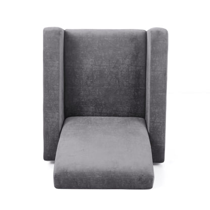 Fauteuil inclinable moderne rembourré en velours avec repose-pieds et pieds en acier inoxydable