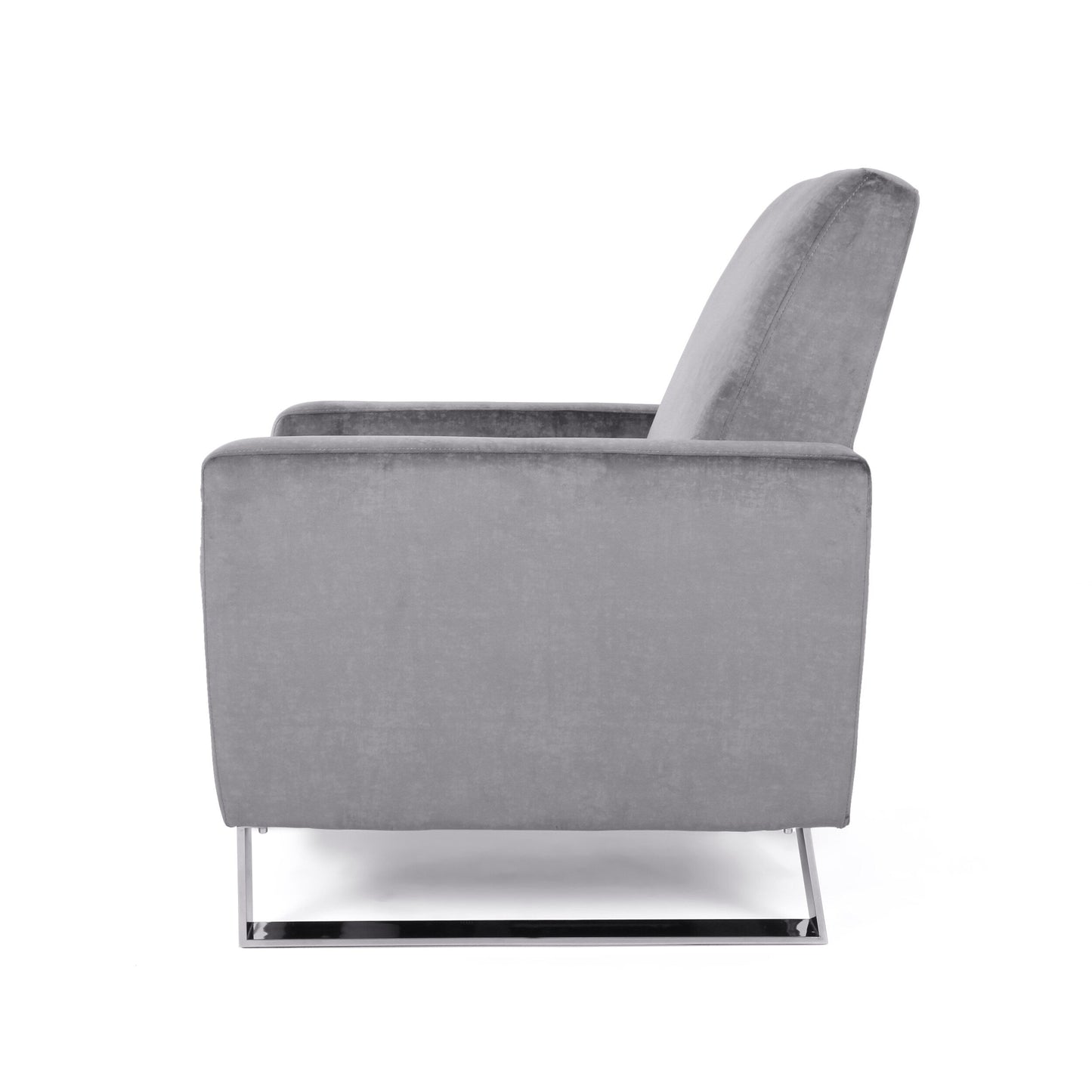Fauteuil inclinable moderne rembourré en velours avec repose-pieds et pieds en acier inoxydable