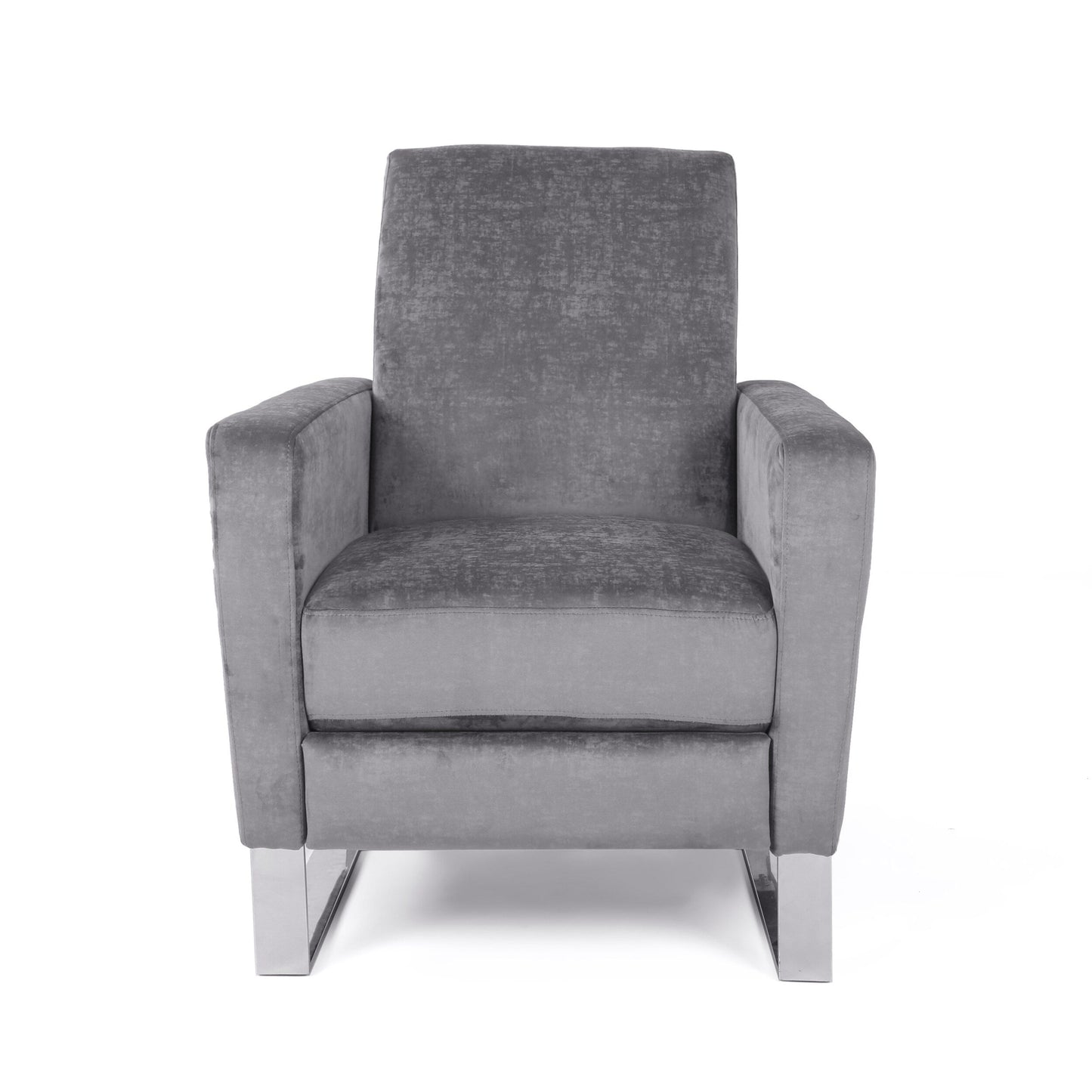 Fauteuil inclinable moderne rembourré en velours avec repose-pieds et pieds en acier inoxydable