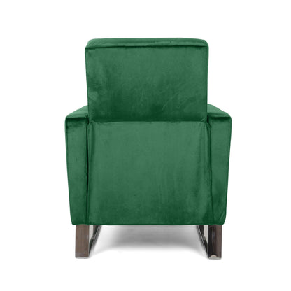 Fauteuil inclinable moderne rembourré en velours avec repose-pieds et pieds en acier inoxydable