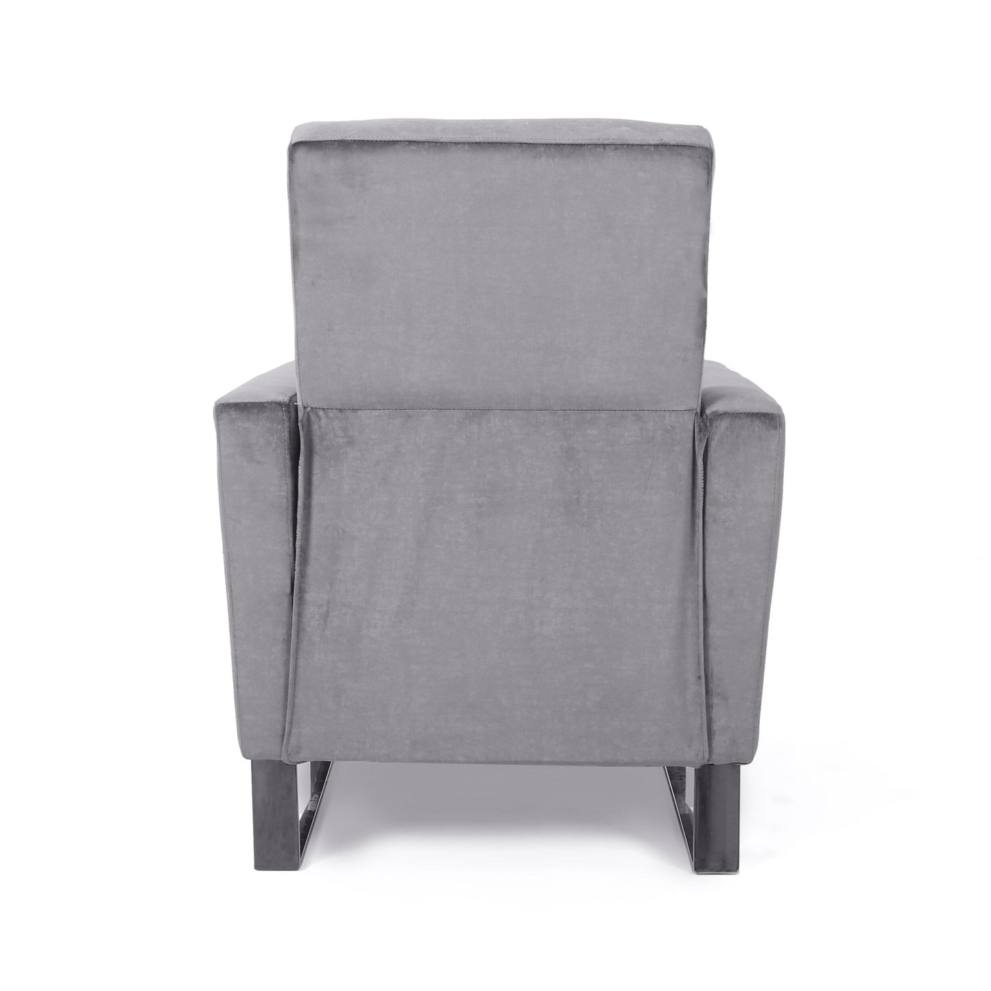 Fauteuil inclinable moderne rembourré en velours avec repose-pieds et pieds en acier inoxydable