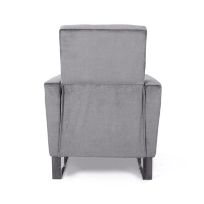 Fauteuil inclinable moderne rembourré en velours avec repose-pieds et pieds en acier inoxydable
