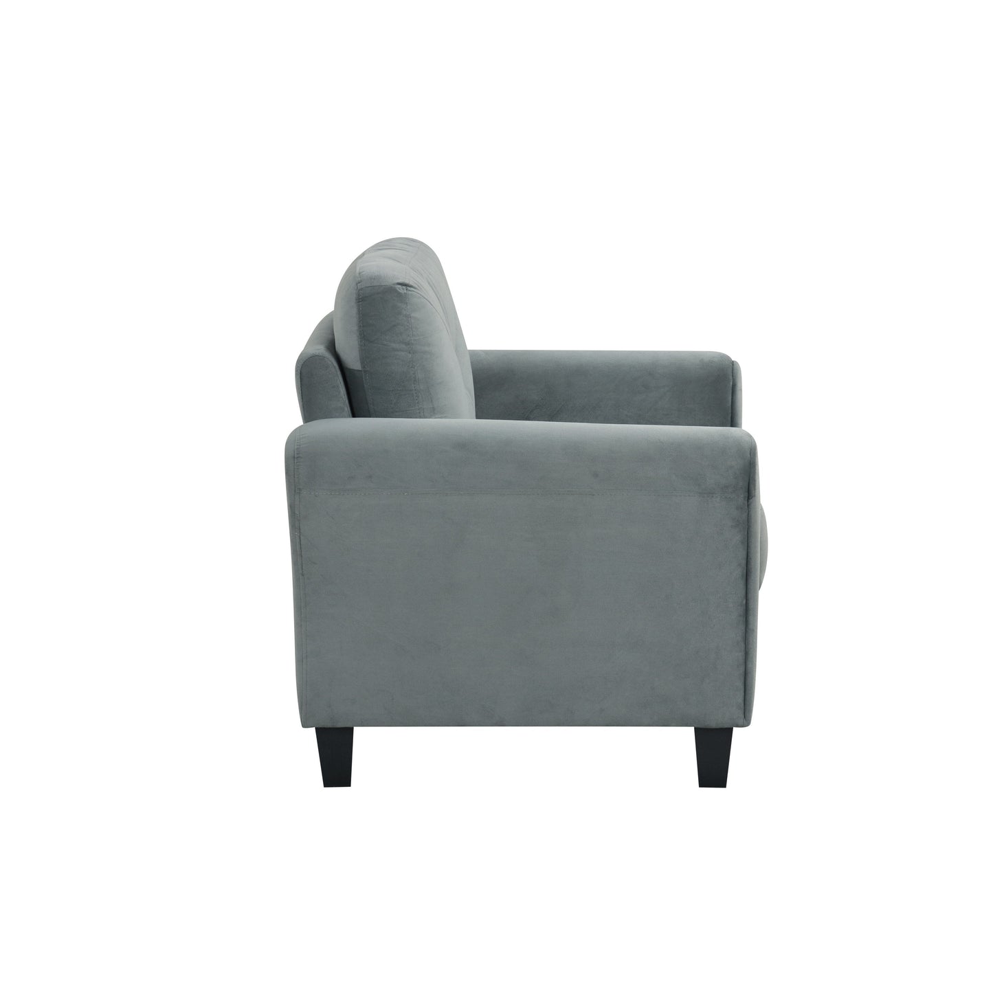 Canapé moderne en velours avec dossier incliné et cadre en bois massif pour salon, bureau ou petits espaces