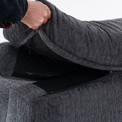 Canapé modulaire 4 places en chenille à grain de bois moderne avec 2 oreillers pour salon et appartement